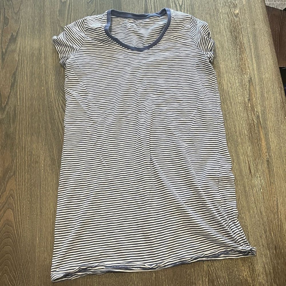 Universal Thread T-Shirt Dress Short Sleeve Crew Neck Striped Blue White Size L